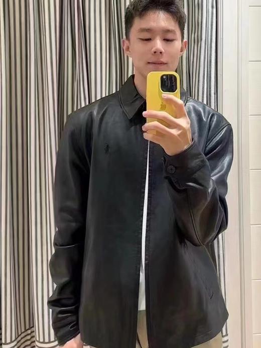 F031846春季新款简约大气纯色拉链翻领长袖皮衣单夹克外套 商品图6