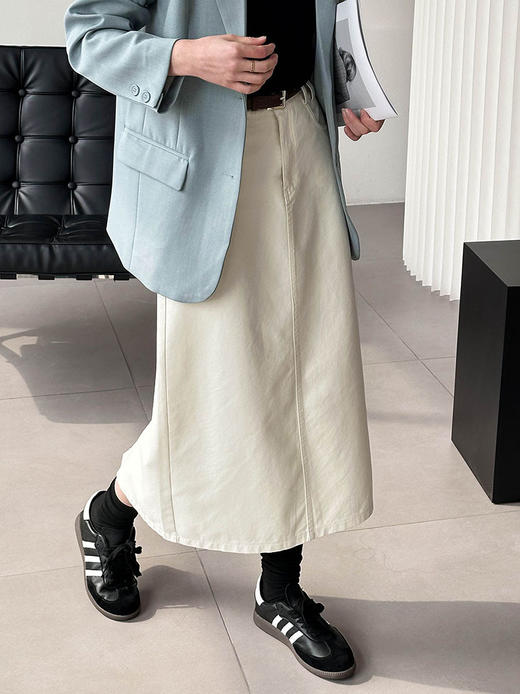 韩系高腰复古牛仔半裙 商品图1