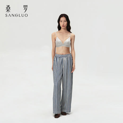 百搭神器』桑罗睡裤桑蚕丝中低腰黑色阔腿裤女外穿休闲裤 商品图3