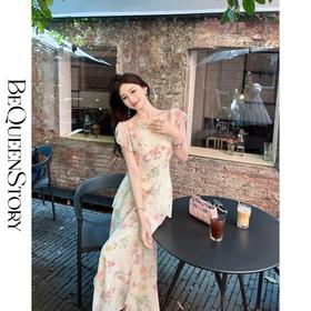 【孤品样衣，不退不换】【花蔓神女】轻奢小众高级感荷叶边冰丝显瘦连衣裙女