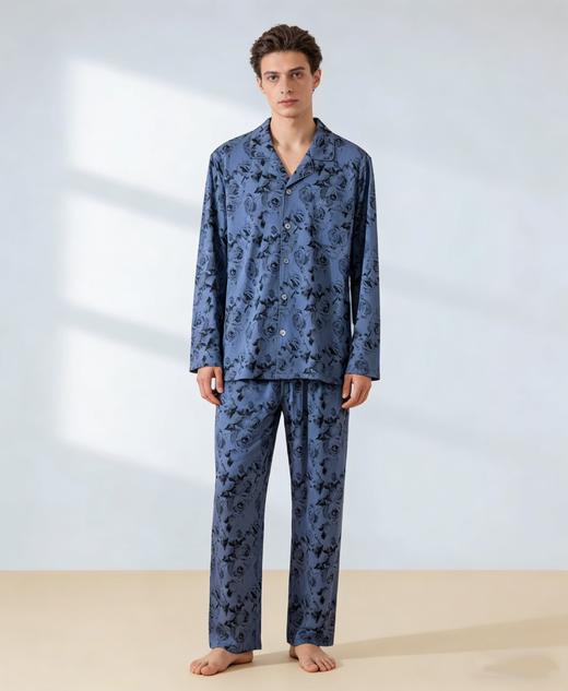 【棉莫双面布套装】SCHIESSER铂雅棉莫双面布开胸睡衣套装 上50%棉 50%莫代尔丝光双面布 180克 99/25616H 商品图2