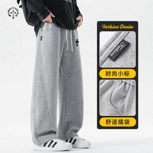 F031877新款四色串标相拼休闲运动版型男女同款情侣款宽松长裤 商品图9