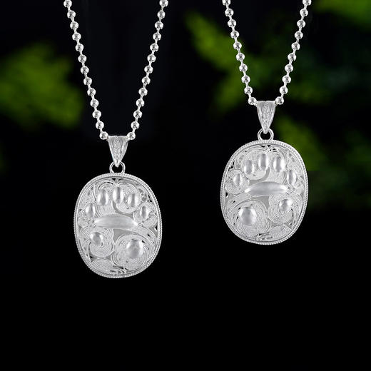 子佩集S990银【银杏寄情】情侣套链项链【DSDZ005】原创作品花丝珐琅彩双面吊坠2509 商品图1