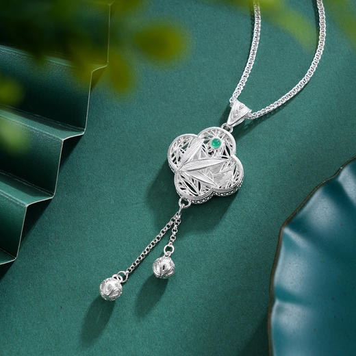 子佩集S990银【窗竹影摇】双面套链项链【DSDZ001】大师工坊原创作品花丝珐琅彩2509 商品图5