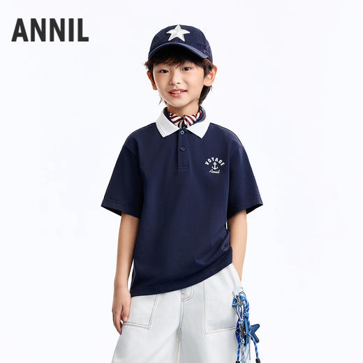 男童翻领短袖针织衫夏季新款安奈儿童装EB621657 商品图1