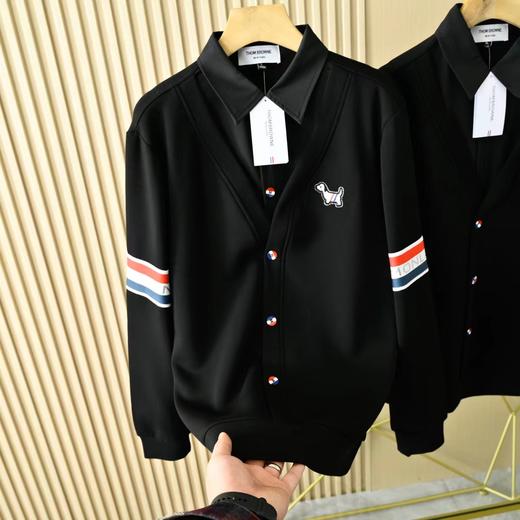 F031866冬季假两件加厚胸前小狗织带红白蓝套头卫衣 商品图2