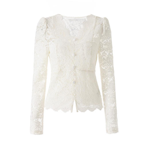 「高货wl」全新升级【铂金会员174/天猫229/差价55】(02155)洛诗琳法式刺绣蕾丝打底衫女2026春夏气质镂空蕾丝V领上衣 商品图4