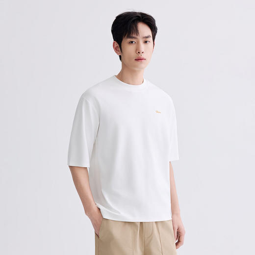 GXG男装26夏季简约刺绣字母圆领针织短袖时尚潮流日常百搭男式T恤K&C 商品图3