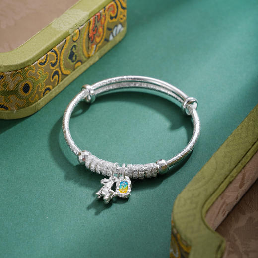 子佩集【马上幸福】S999银童镯【YHSZ0139】儿童珐琅彩平安儿童2509 商品图3