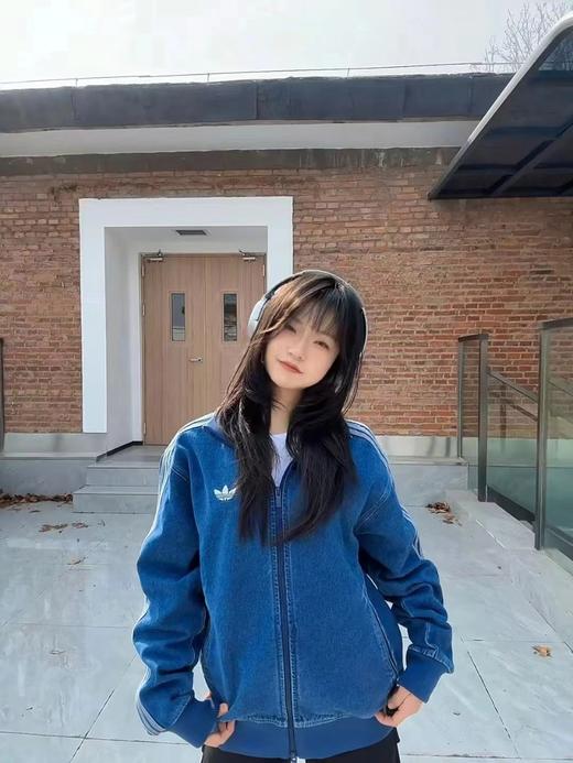 F031869复古做旧老钱风男女同款拉链立领宽松舒适牛仔外套 商品图10