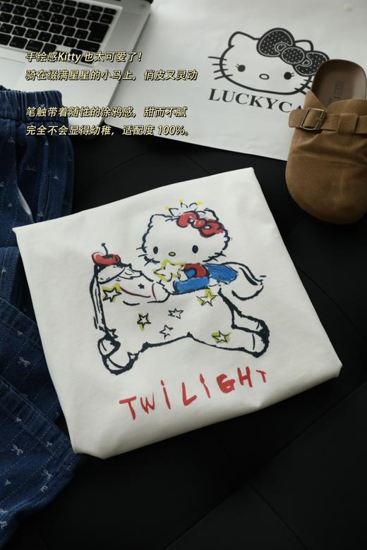 小马KT卡通印花学院减龄风小众设计休闲短袖T恤 商品图11