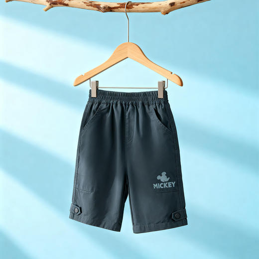 迪士尼男童夏日碳灰七分裤短裤梭织七分裤XD2EK001 商品图4