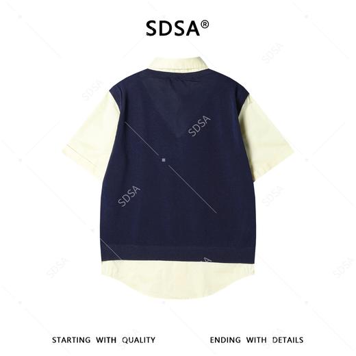 SDSA男装2026新款高贵轻奢韩版撞色假两件针织短袖T恤百搭宽松 商品图4