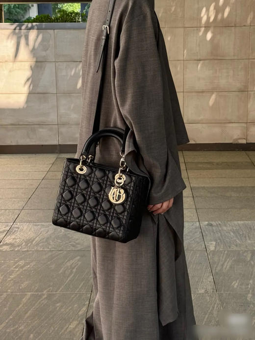 Dior 戴妃 五格 黑金 羊皮 手提 单肩包 商品图2