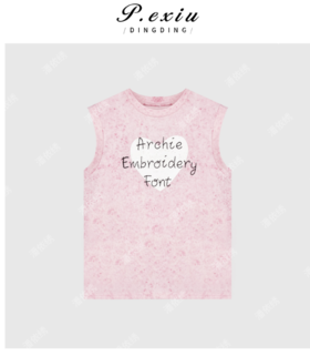 03-3潘依绣丁丁宠粉夏季新款爱心字母印花无袖T恤 Q0662