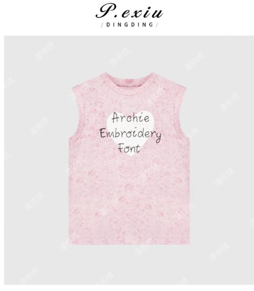 03-3潘依绣丁丁宠粉夏季新款爱心字母印花无袖T恤 Q0662 商品图0