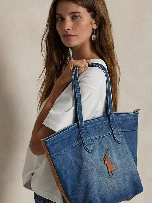THS-无 RL马球家  春季出行搭子 在售款牛仔托特包 CQ1432 商品图0