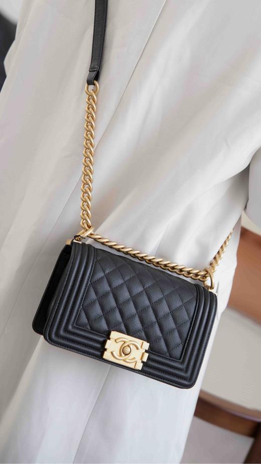 香奈儿 Leboy小球纹 单肩斜挎包 黑金小/中号 商品图7