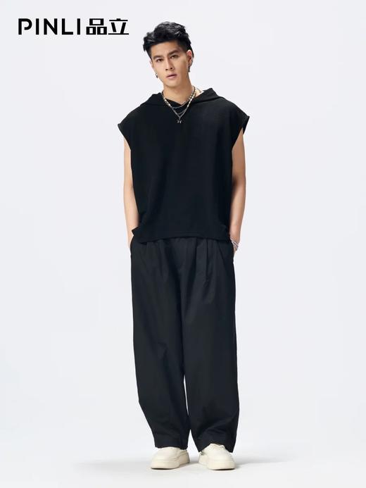PINLI品立2026夏季新款宽松连帽无袖T恤纯色上衣男潮GD262111011 商品图13