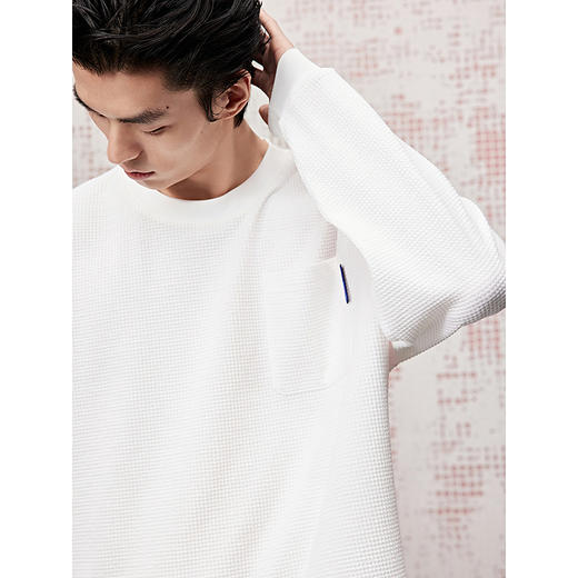 GXG男装圆领T恤肌理材质简约时尚长袖针织25夏热卖G25X342009 商品图3