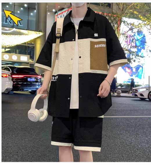 F031826立领复古国风短袖套装休闲纯色棉麻亚麻两件套夏季爆款定制印花工艺T恤 商品图4