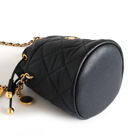 【95新】CHANEL香奈儿AP3111 B09805 9430523C黑金荔枝牛皮金币链条小水桶单肩包女士140326JJ13 商品图6