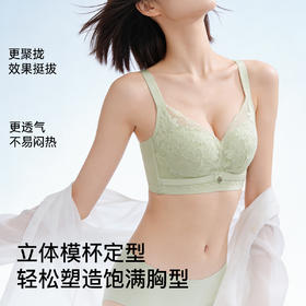 A2-【A-C杯】【轻薄呼吸 洞洞杯】性感透气蕾丝内衣女聚拢收副乳防下垂文胸罩   花柔轻风