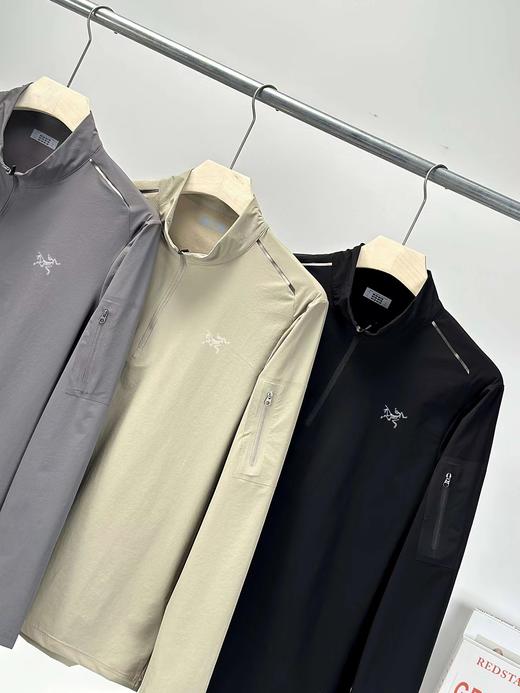 F031878新款半拉链四面高弹高品质多层次叠穿健身运动打底衫 商品图4