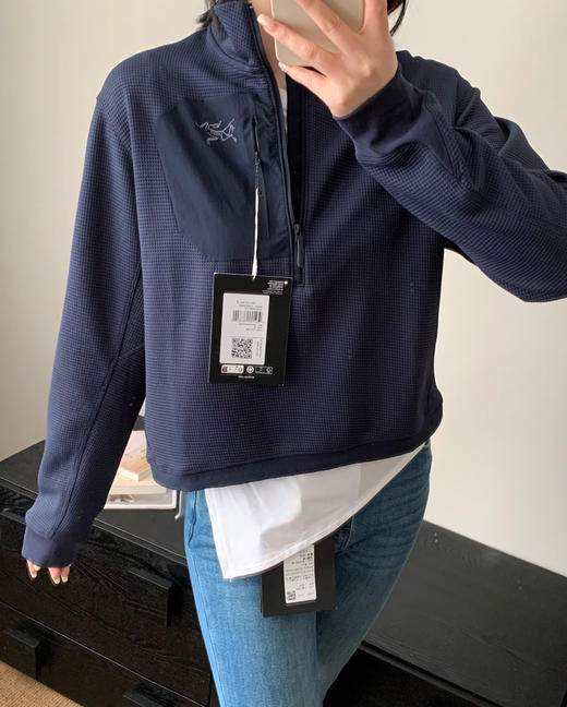 鸟家Olera Zip Neck女款华夫格银离子半拉链卫衣3.12 商品图4