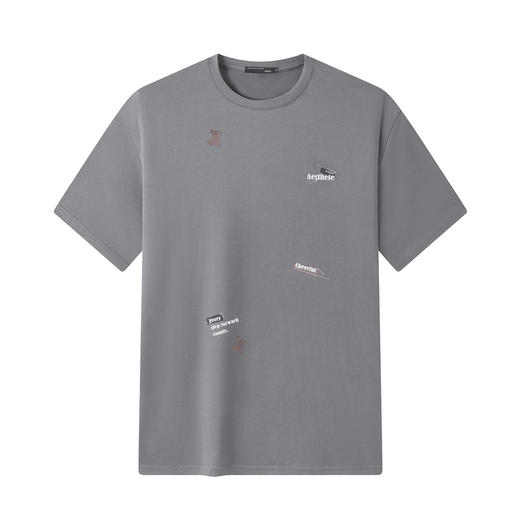 GXG男装【100%棉】26夏季时尚潮流贴图满印圆领休闲男式短袖T恤K&C 商品图2