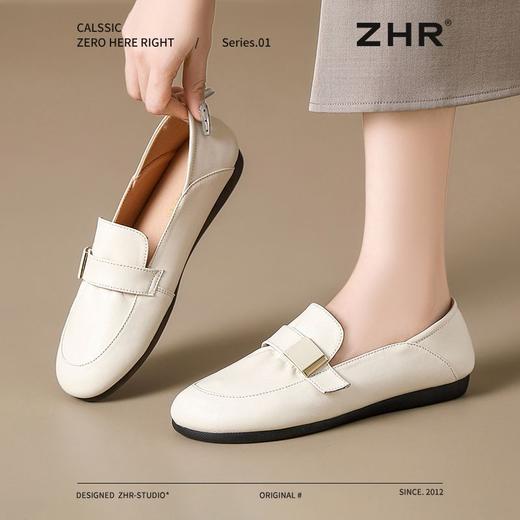 ZHR软底妈妈鞋一脚蹬乐福鞋2025夏新款平底百搭小皮鞋黑色工作鞋 商品图4
