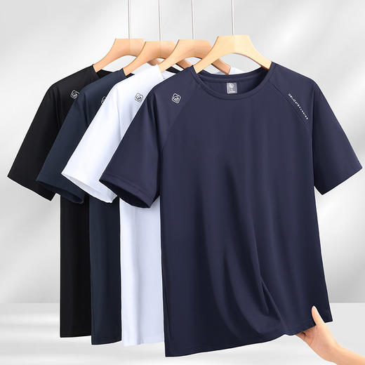 【DK】大依优型大码男装夏季圆领短袖T恤圆领冰丝速干透气运动短袖上衣 商品图4