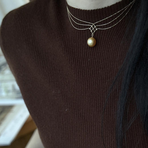 南洋金珠18k金项链 12-13mm 浓金金珠 商品图1