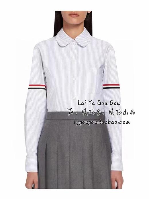 F031831春秋新款宽松直简大廓形条纹纯棉牛津衬衫单排扣立领衬衣 商品图10