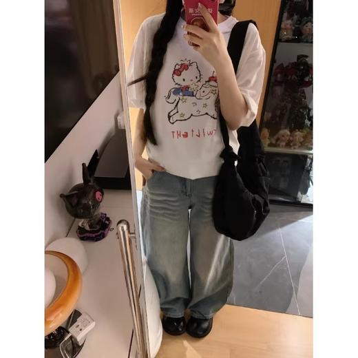 小马KT卡通印花学院减龄风小众设计休闲短袖T恤 商品图6
