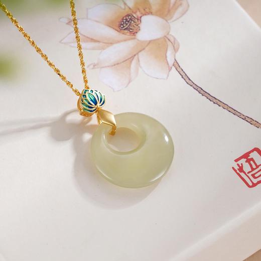 子佩集S925银【平安莲】套链【DZ05311】纯银古法银项链平安扣镀金2509 商品图1