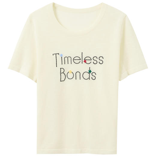 三彩2026夏季新款撞色字母绣花短袖针织衫圆领套头轻薄上衣简约M 商品图4