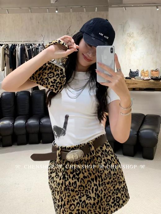 F031829时尚百搭虞书欣同款紧身小猫咪印花圆领短袖T恤 商品图4