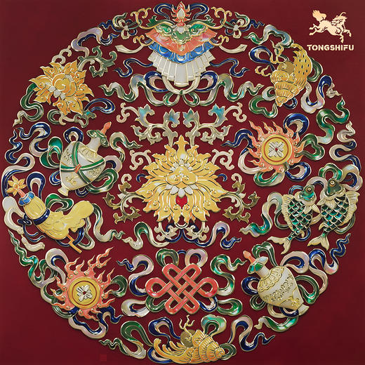 铜师傅 手工錾刻 铜雕画《吉祥八宝》玄关沙发背景墙中式装饰挂画 商品图3