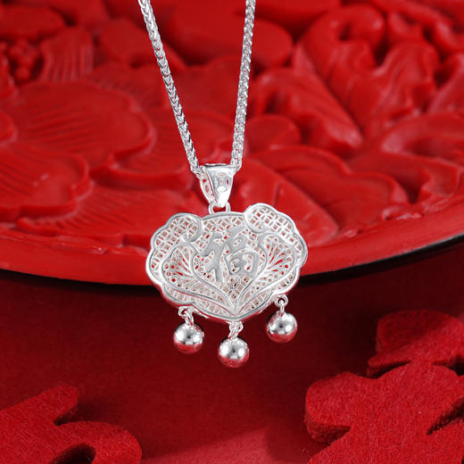 子佩集S990【爱心福】长命锁【CM4006-9】花丝套链项链2509 商品图0