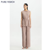 PURE TOUCH女26春夏新款真丝鬼绉桑蚕丝直筒阔腿裤松紧高腰休闲裤 商品缩略图0