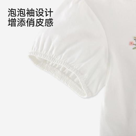 【商场同款】英氏女童上衣夏季2026新款女宝宝短袖圆领绣花T恤衫 商品图4
