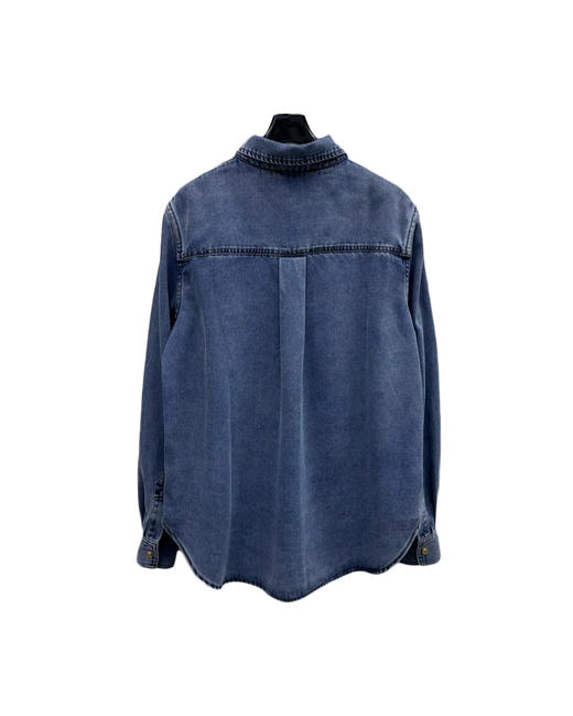 女款尖领牛仔长袖衬衫la008 商品图1