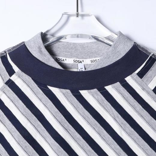 26T155SDSA男装2026新款轻奢老钱风简约撞色斜纹短袖T恤领口拼接百搭 商品图1