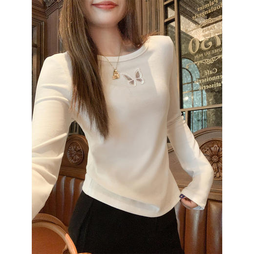 <曾小咸推荐>3.20现货秒杀 ！微信超特价！韩系镂空蝴蝶长袖t恤 日常129.99 立减70 秒杀59.99！！ 商品图4