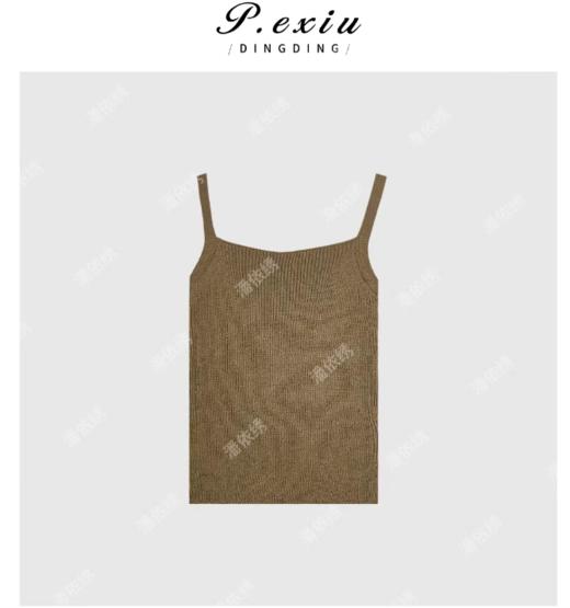 03-3潘依绣丁丁宠粉夏季新款咖色针织百搭上衣吊带背心Q7845 商品图0