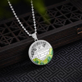 子佩集S990银【阁下天心】套链项链【DSDZ007】纯银花丝珐琅彩大师工坊原创作品2509