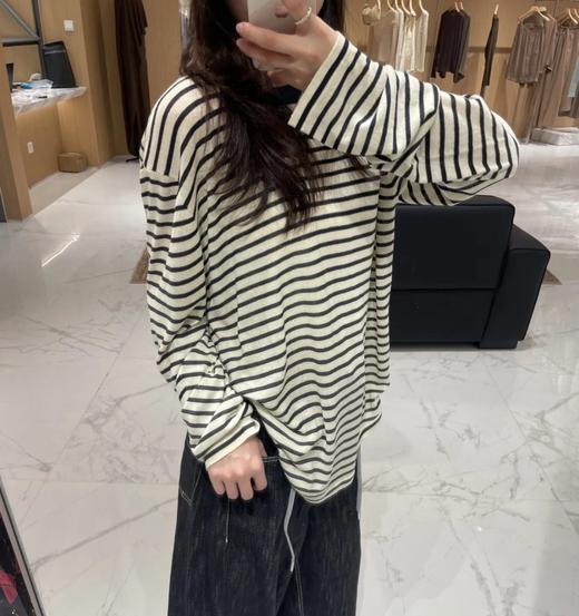 人手B入！ into天丝亚麻条纹   刘雯同款罩衫 康宝莱纱线  舒爽不粘腻   透气针织长袖T恤 商品图4