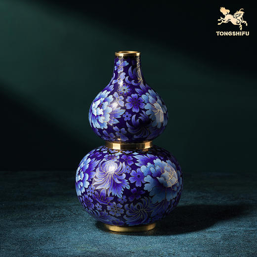 铜师傅《牡丹福禄(景泰蓝)》客厅紫铜葫芦摆件 家居装饰工艺礼品 商品图0