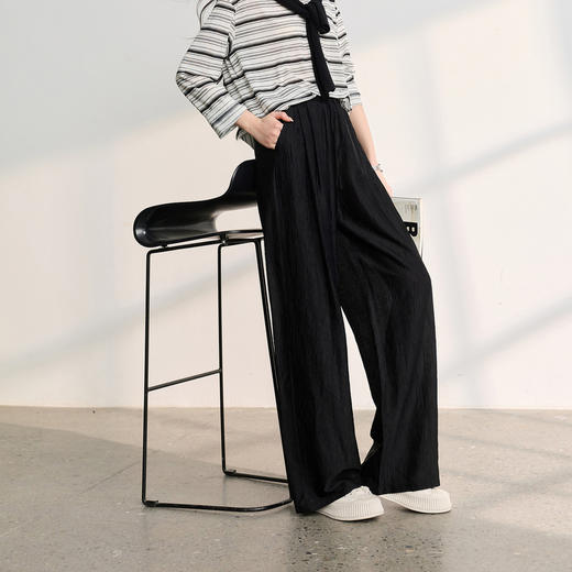 【醋酸休闲裤】三彩2026春季新款长裤宽松阔腿裤高腰垂感显瘦M 商品图1